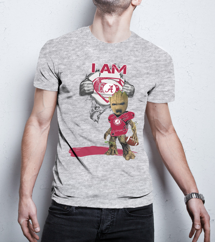 I Am Alabama Baby Groot Football Hero T-Shirt