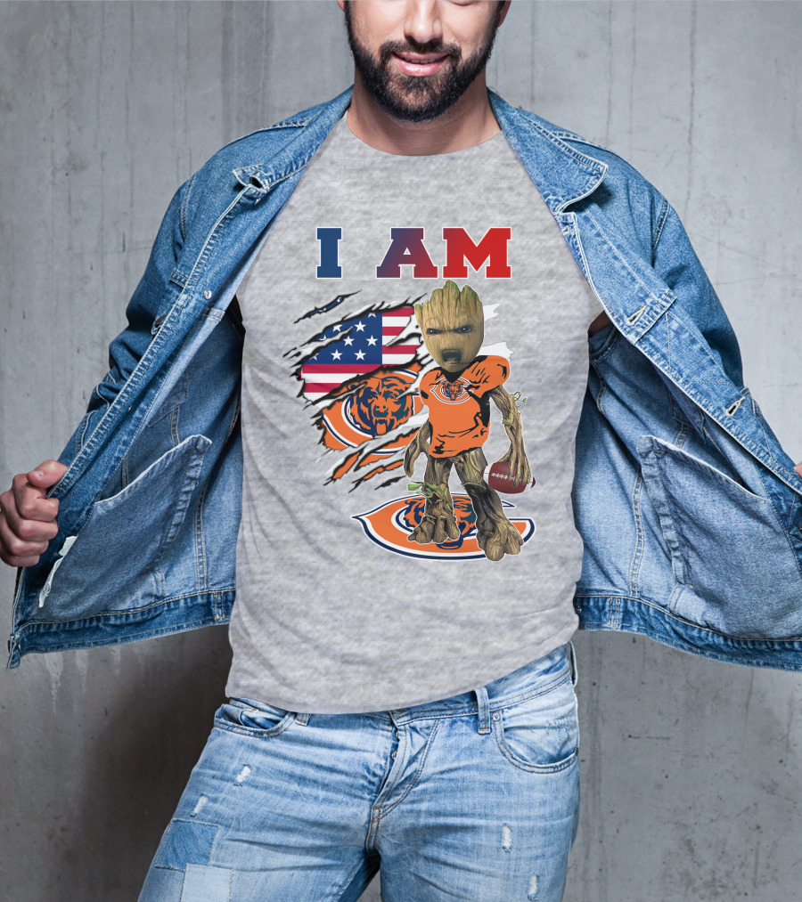 I Am Bears Groot Football American Flag T-Shirt