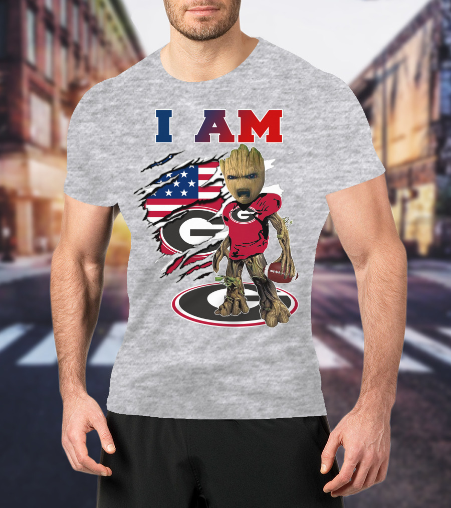 I Am Georgia Bulldogs Groot Football Usa Flag T-Shirt