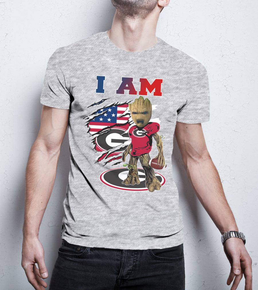 I Am Georgia Bulldogs Groot Football Usa Flag T-Shirt