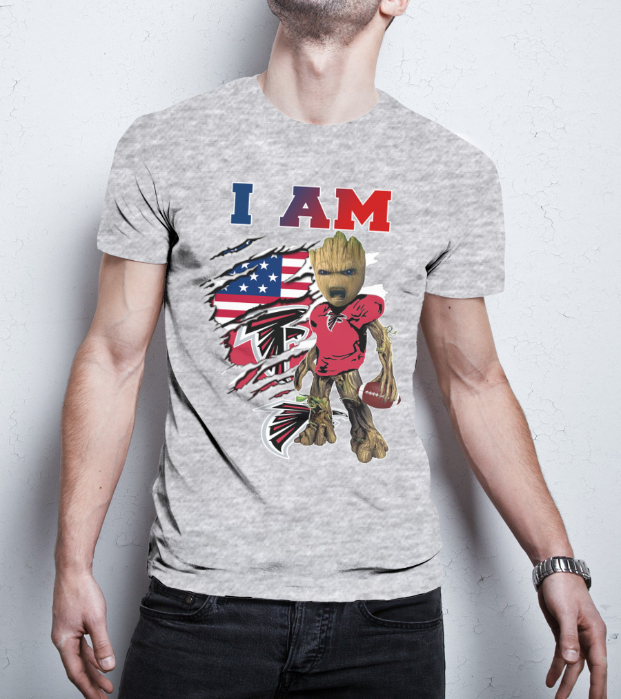 I Am Groot Falcons Football Usa Flag T-Shirt