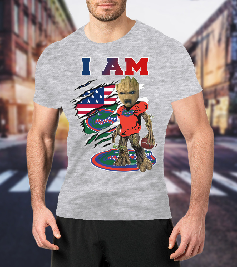 I Am Florida Gators Groot Football American Flag T-Shirt