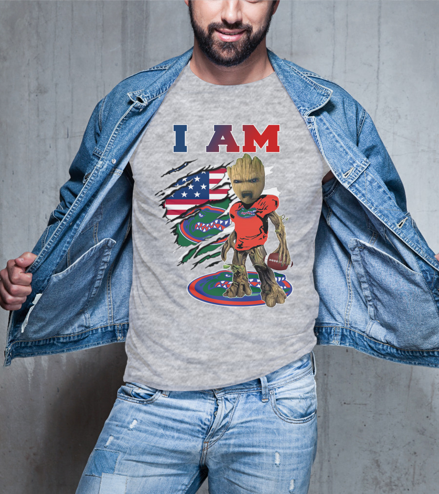 I Am Florida Gators Groot Football American Flag T-Shirt