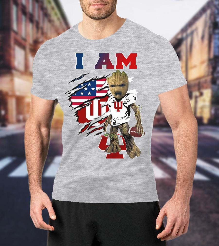 I Am Hosiers Football Groot American Flag Indiana University T-Shirt