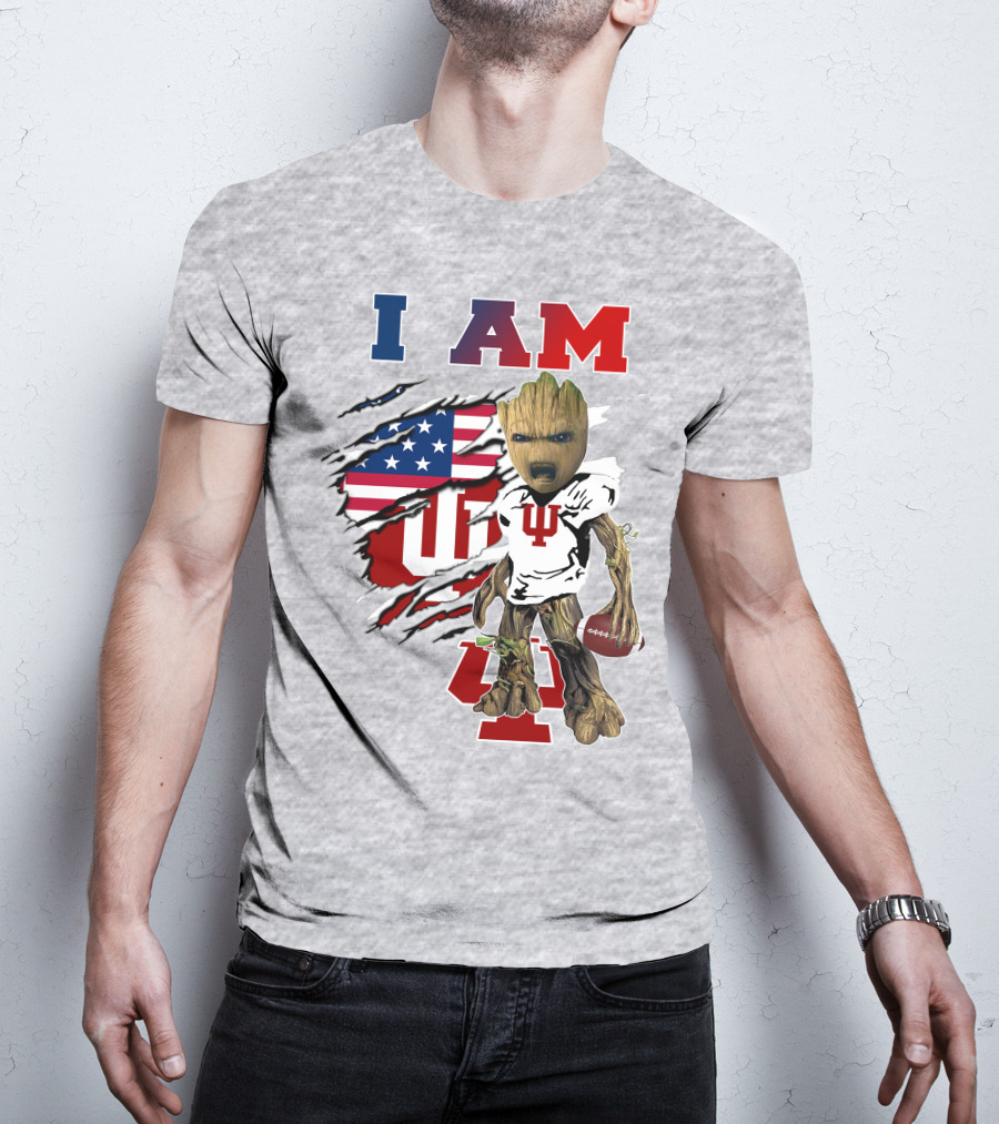 I Am Hosiers Football Groot American Flag Indiana University T-Shirt