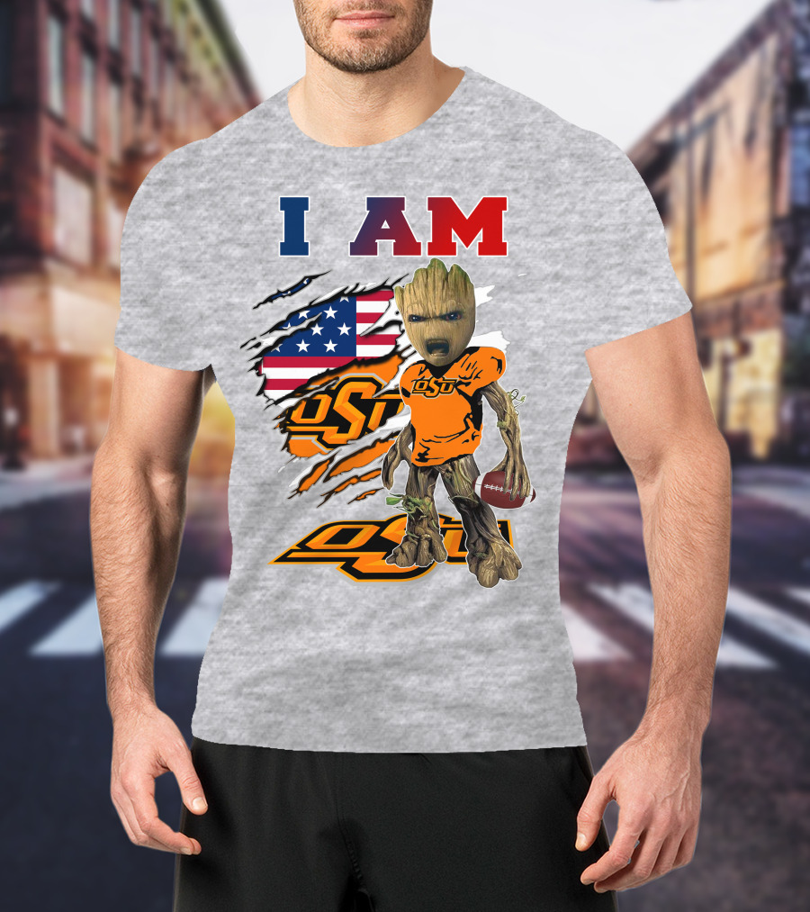 I Am Osu American Football Groot Guardians Oklahoma State University T-Shirt