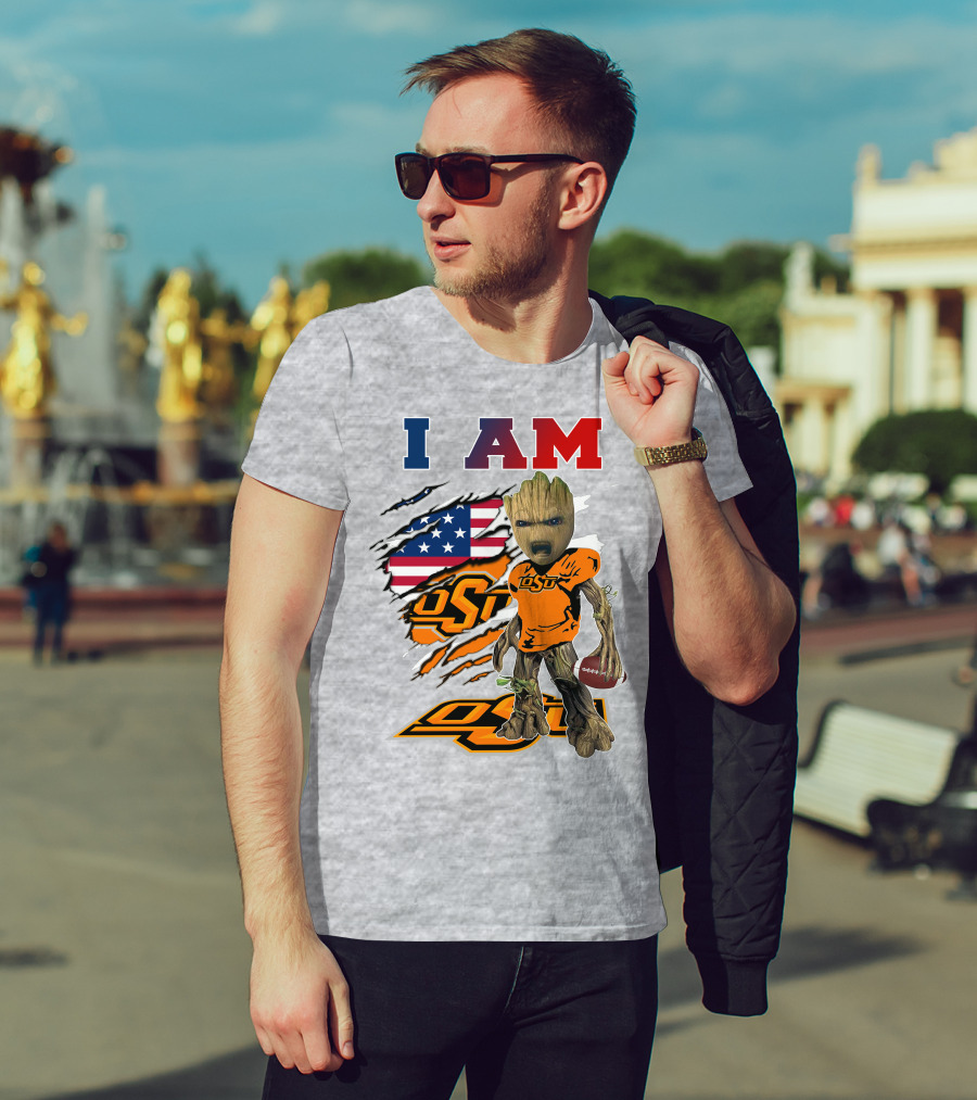 I Am Osu American Football Groot Guardians Oklahoma State University T-Shirt