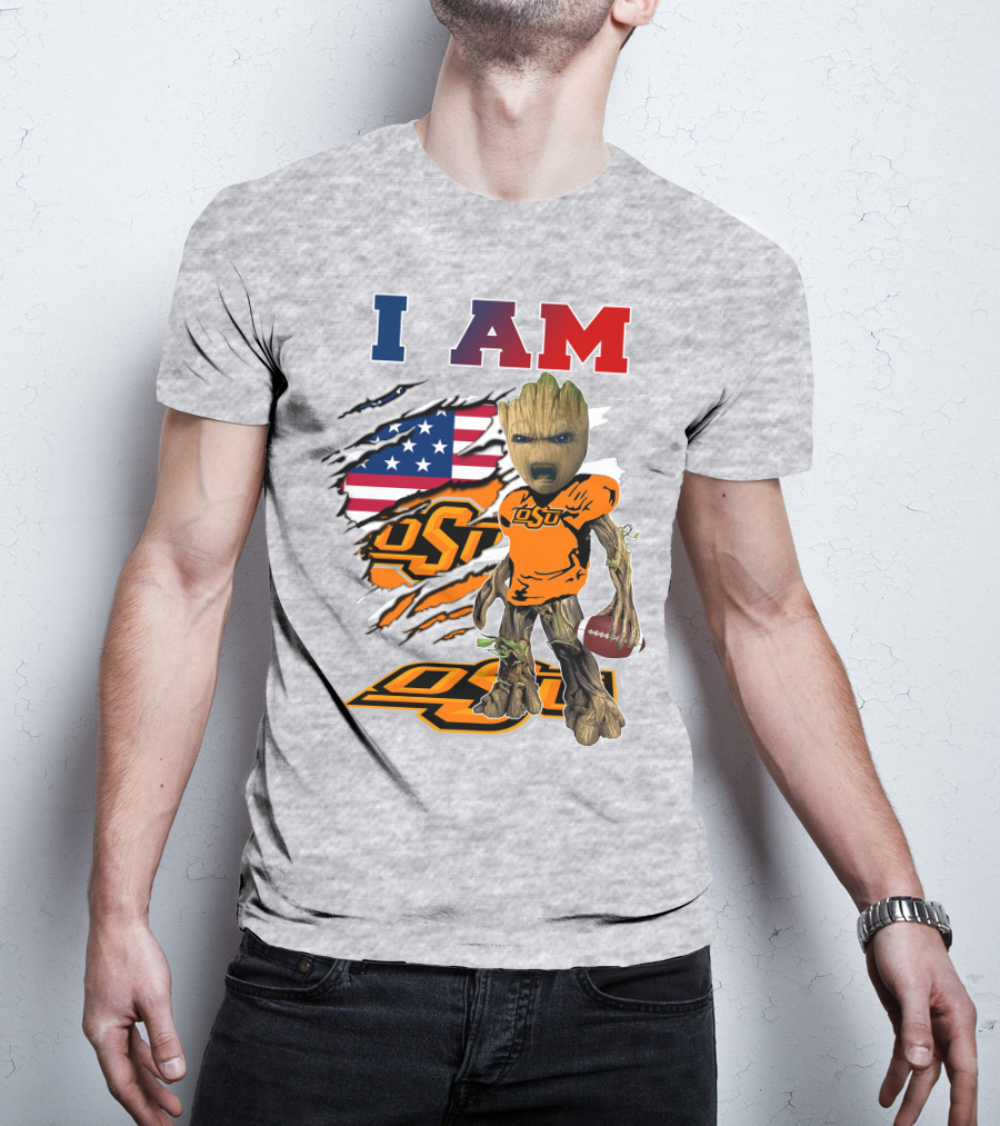 I Am Osu American Football Groot Guardians Oklahoma State University T-Shirt