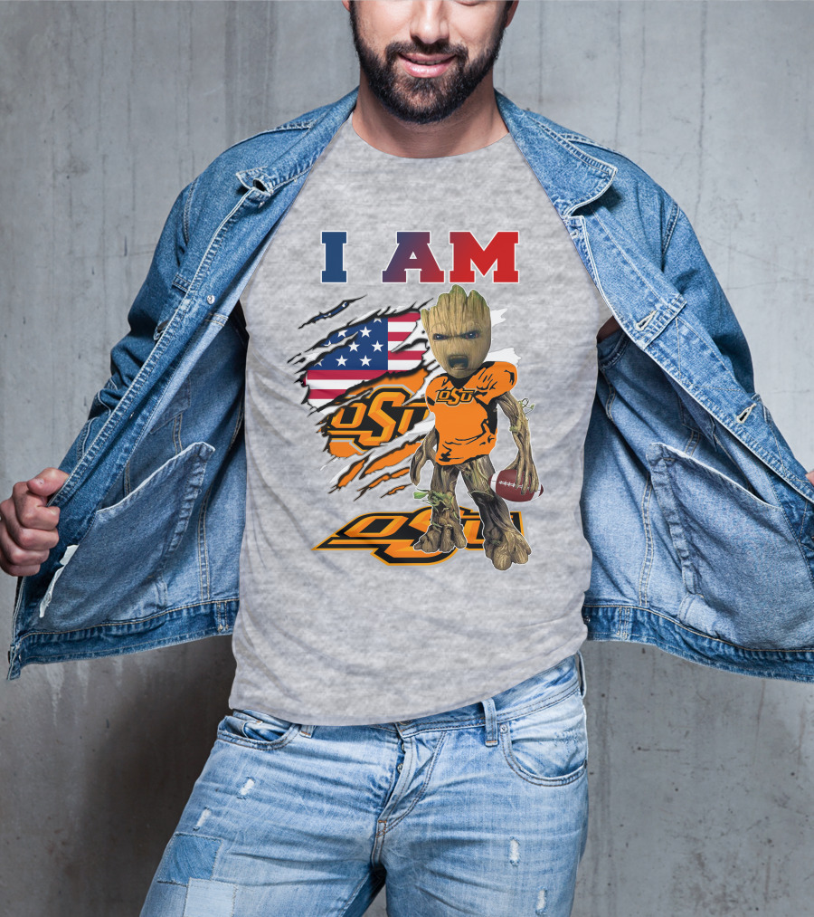 I Am Osu American Football Groot Guardians Oklahoma State University T-Shirt