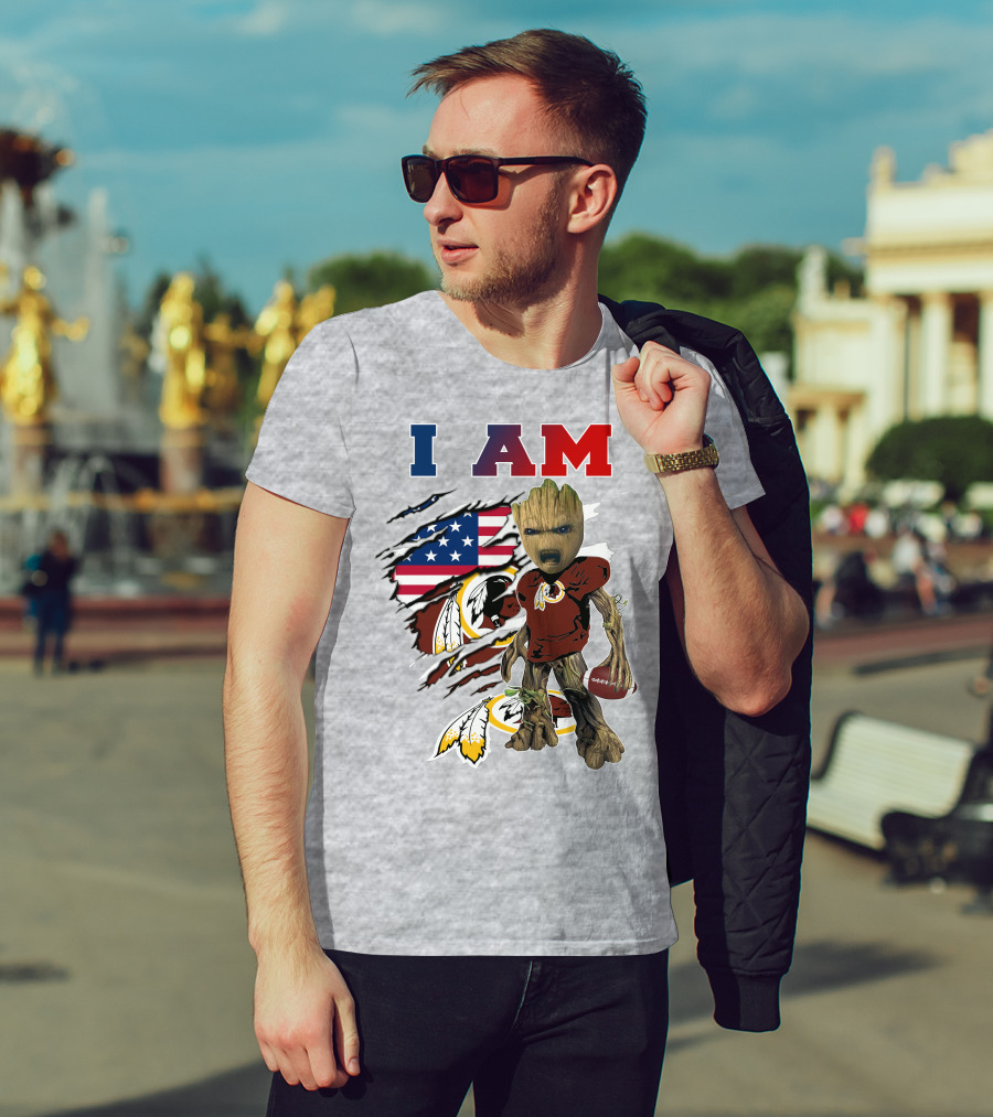 I Am Groot Redskins Football Nfl Usa Flag T-Shirt