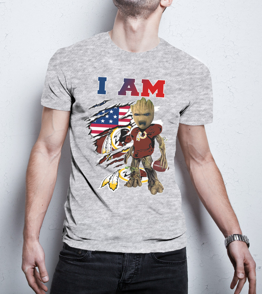 I Am Groot Redskins Football Nfl Usa Flag T-Shirt