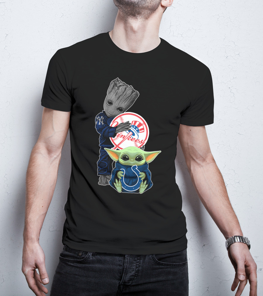 Groot Yankees Baby Yoda Colts T-Shirt