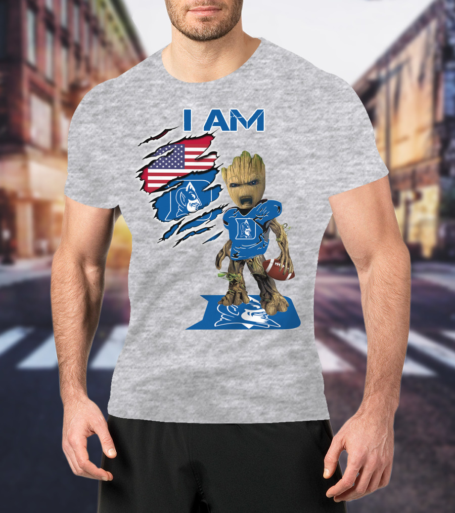 I Am Groot Duke Blue Devils Football American Flag T-Shirt