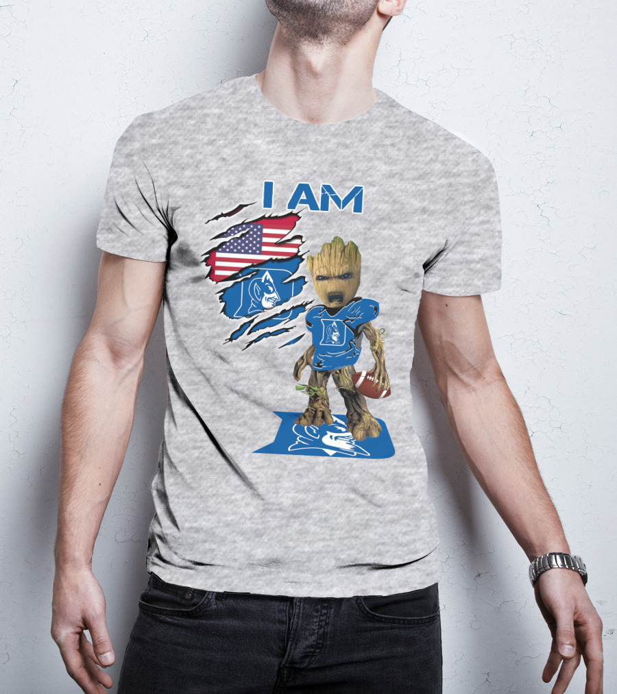 I Am Groot Duke Blue Devils Football American Flag T-Shirt