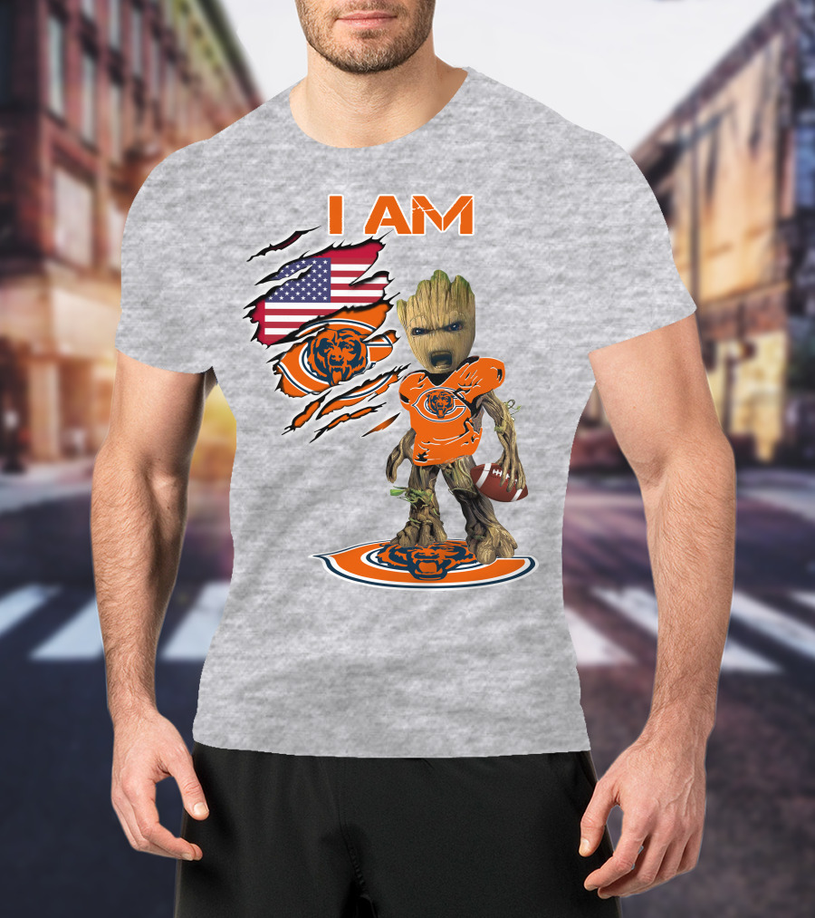I Am Groot Chicago Bears Football Usa Flag T-Shirt