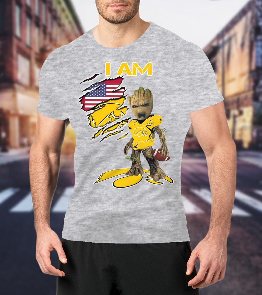 I Am Hawkeyes Baby Groot American Football T-Shirt