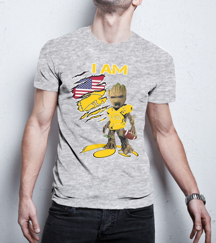 I Am Hawkeyes Baby Groot American Football T-Shirt