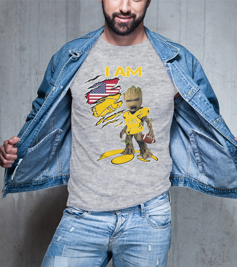 I Am Hawkeyes Baby Groot American Football T-Shirt