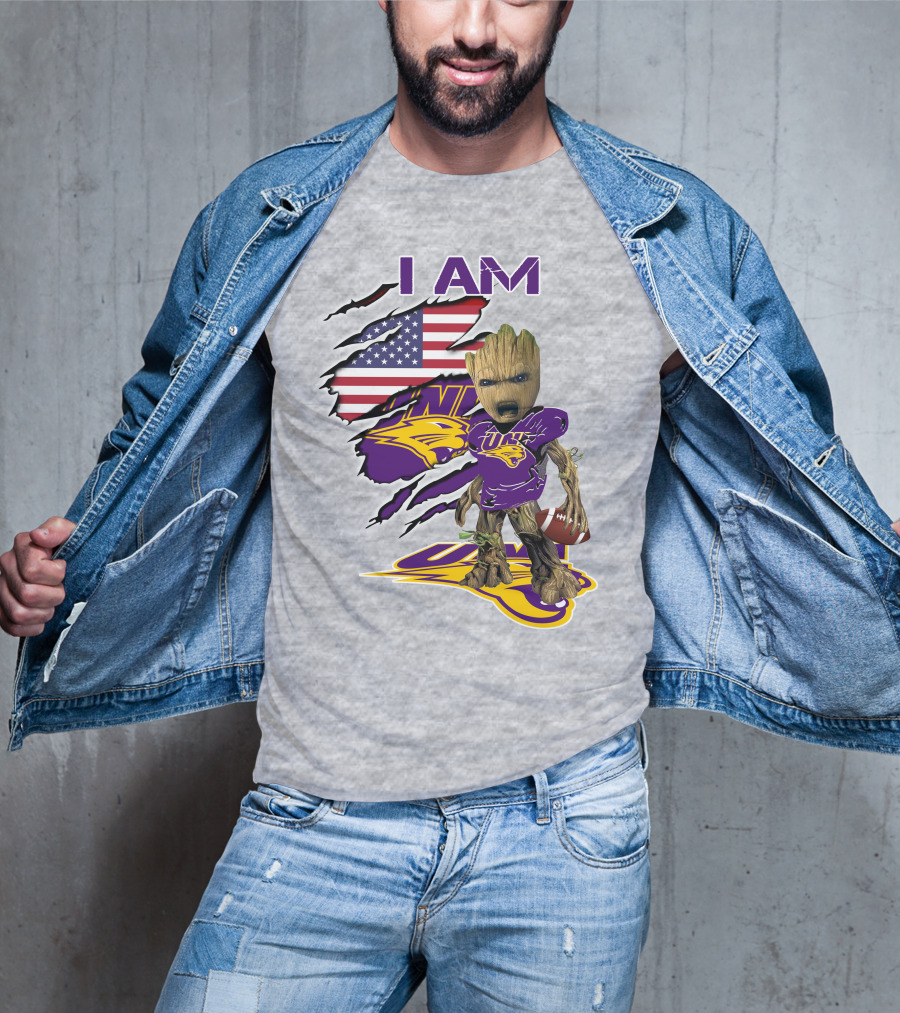 I AM Panthers Baby Groot UNI Football American Flag T-Shirt