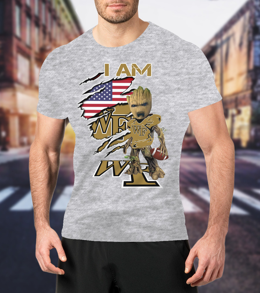 I AM WF Baby Groot American Football Wake Deacons T-Shirt