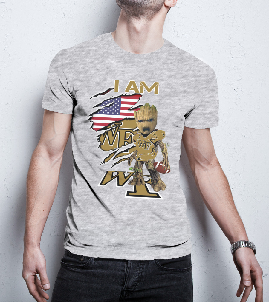 I AM WF Baby Groot American Football Wake Deacons T-Shirt