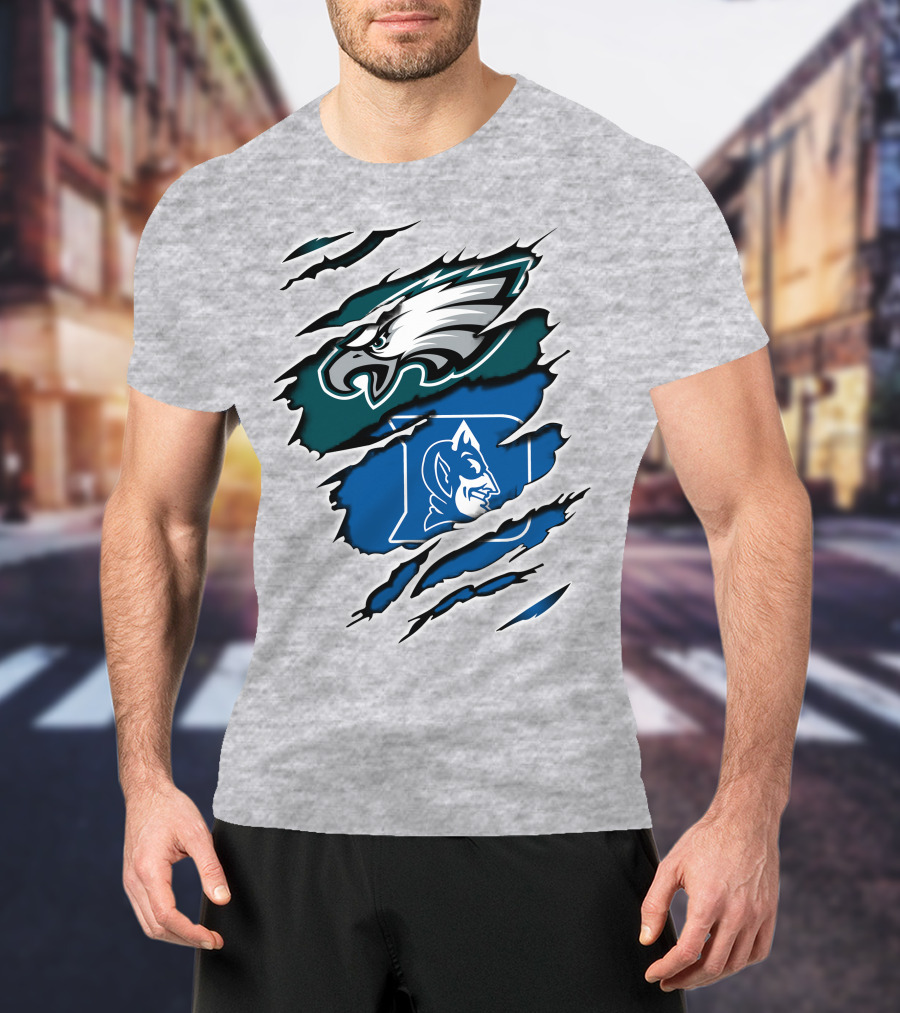 Eagles Duke Blue Devils Ripped Claw T-Shirt