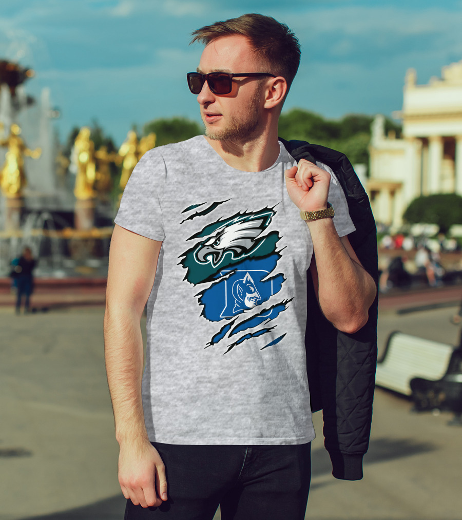 Eagles Duke Blue Devils Ripped Claw T-Shirt