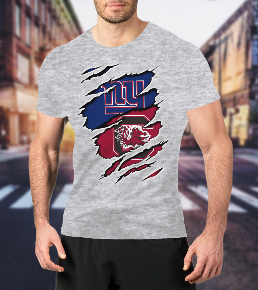 New York Giants South Carolina Gamecocks Rip Claw Marks Sports Crossover T-Shirt
