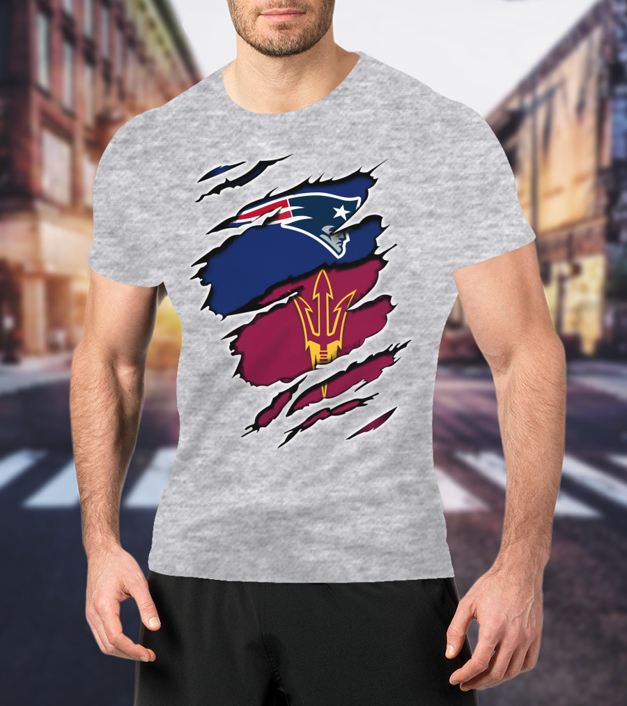 Patriots Asu New England Sun Devils Football Fusion T-Shirt