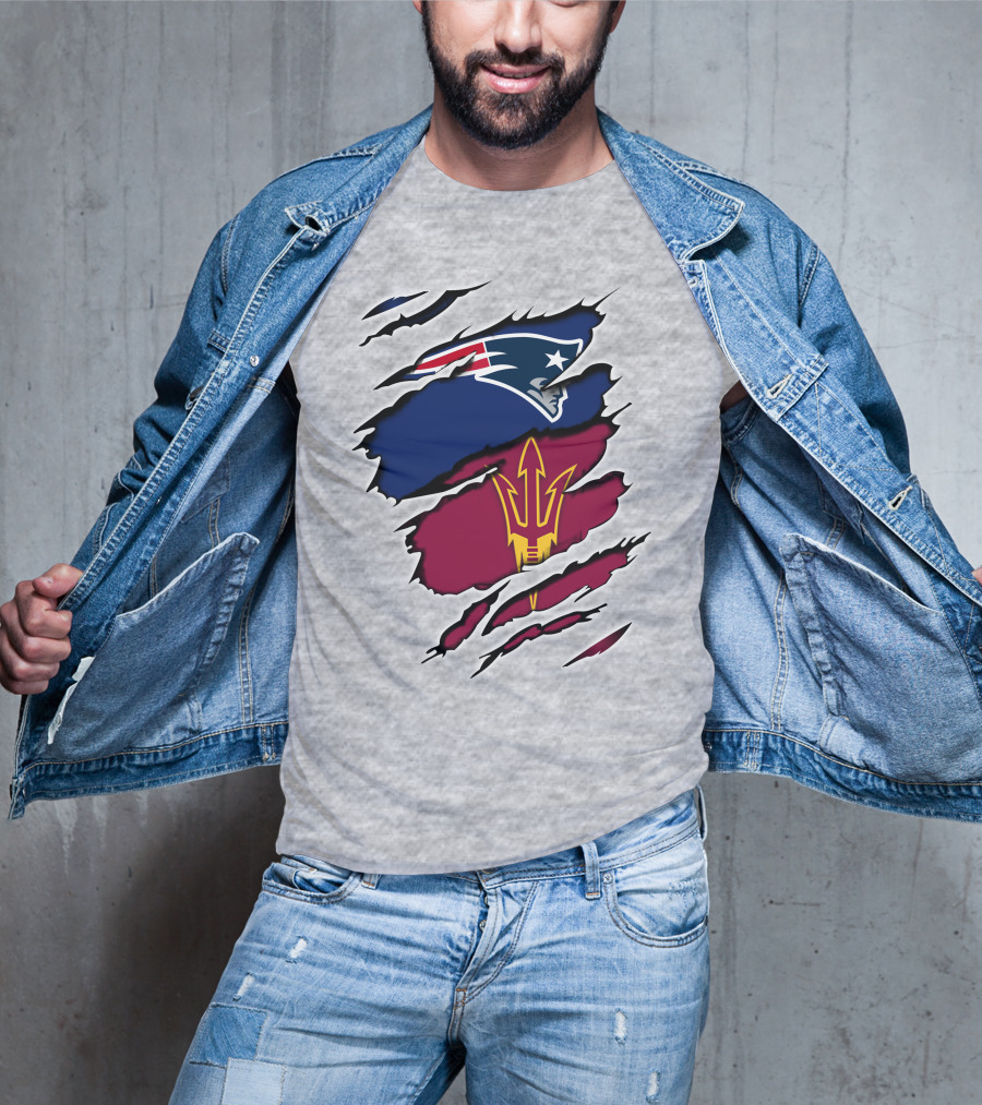 Patriots Asu New England Sun Devils Football Fusion T-Shirt