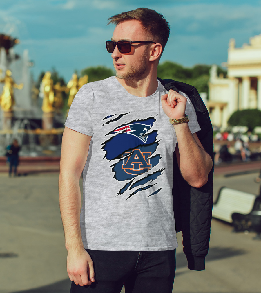 Patriots Auburn Tigers Logo Ripped T-Shirt