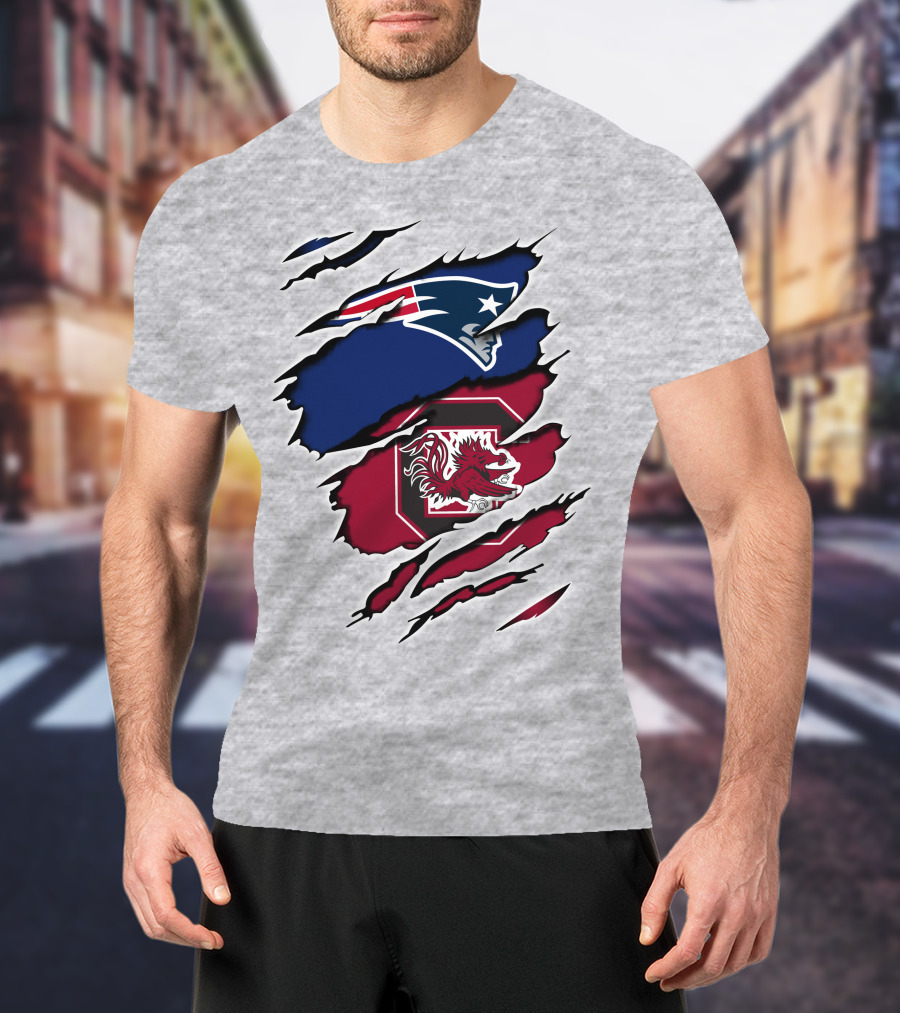 Patriots Gamecocks Logo Mashup Claw Marks T-Shirt