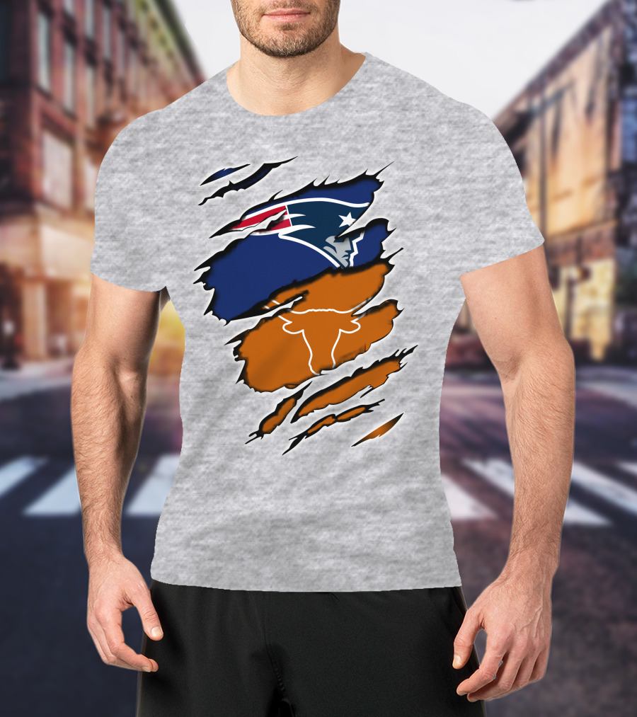 Patriots Longhorn Torn Layers Fusion T-Shirt