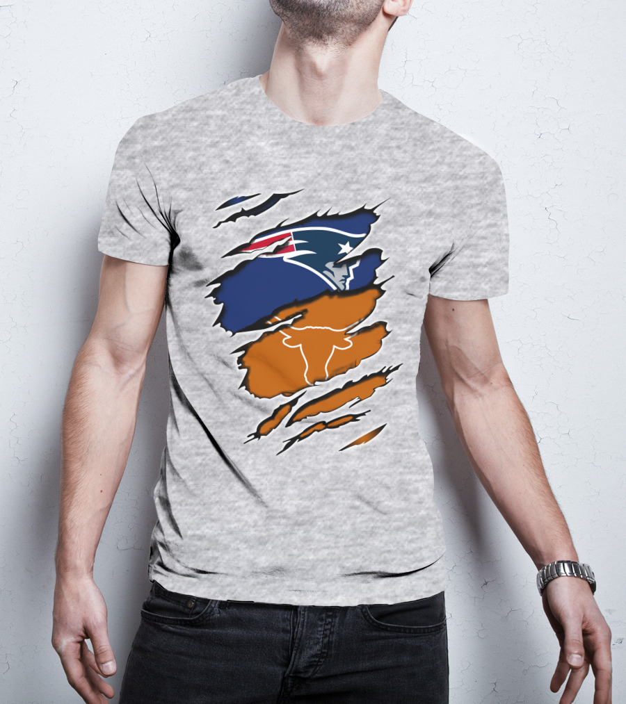 Patriots Longhorn Torn Layers Fusion T-Shirt