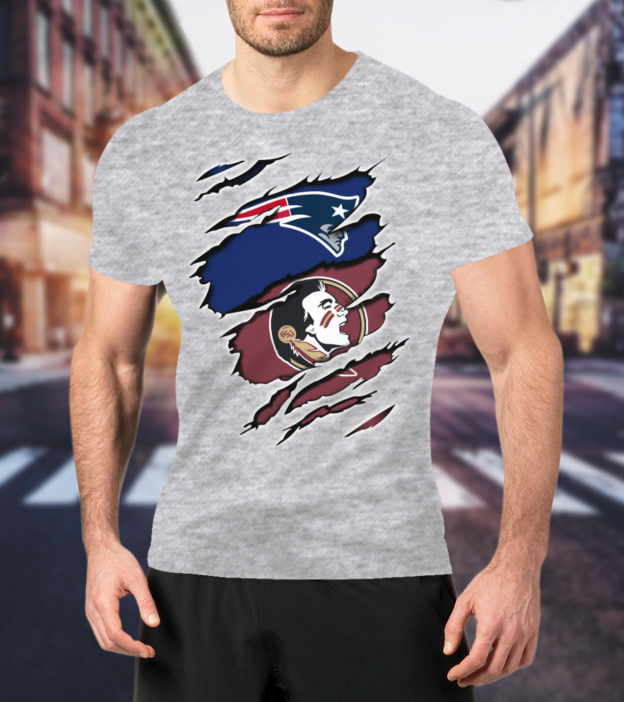 New England Patriots Florida State Seminoles Logo Mashup T-Shirt