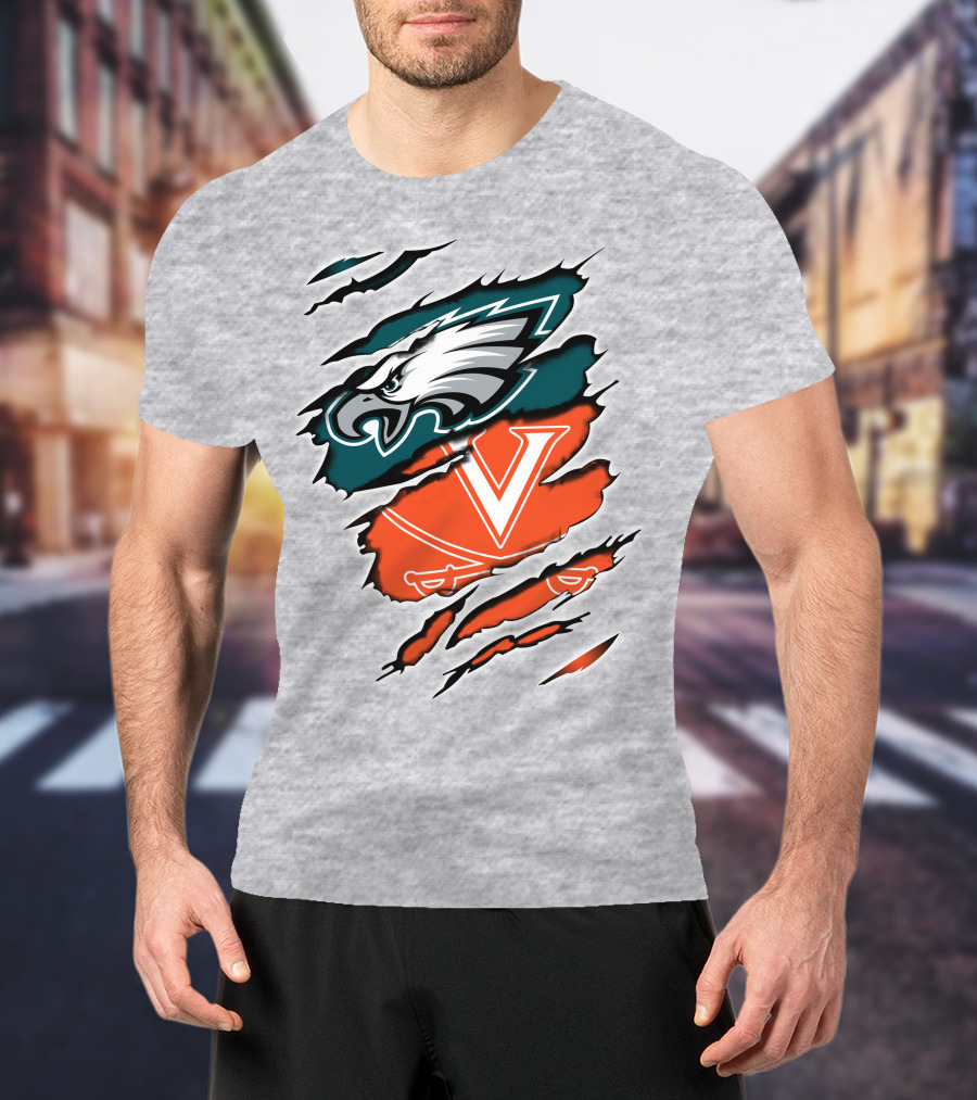 Philadelphia Eagles Virginia Cavaliers Logo Mashup T-Shirt