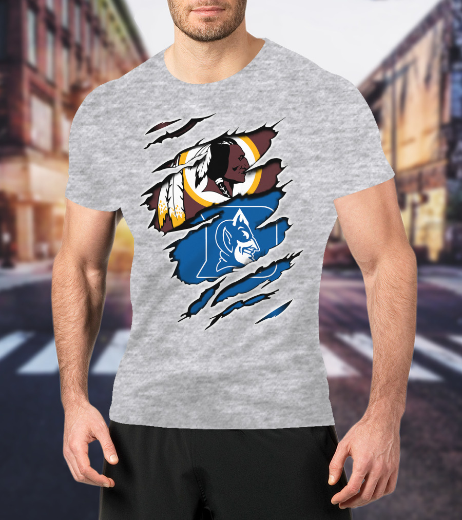 Redskins And Duke Blue Devils Iconic Logo Mashup T-Shirt