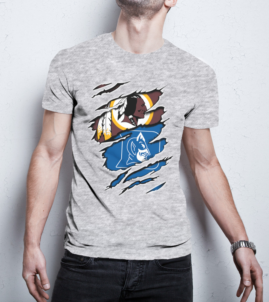 Redskins And Duke Blue Devils Iconic Logo Mashup T-Shirt