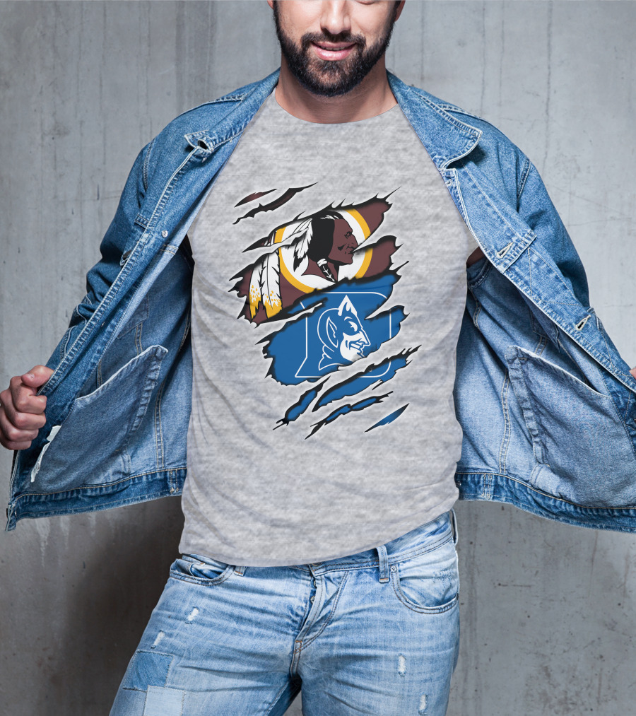 Redskins And Duke Blue Devils Iconic Logo Mashup T-Shirt