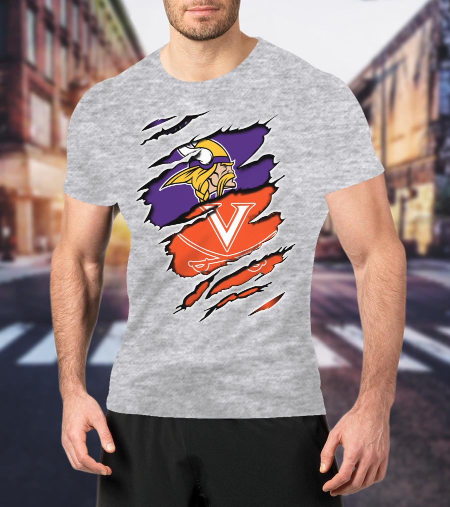 Minnesota Vikings Virginia Cavaliers Crossover T-Shirt