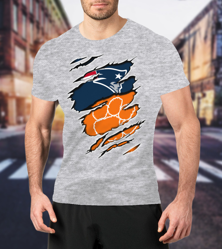 Patriots Clemson Tiger Paw Logo Fusion T-Shirt