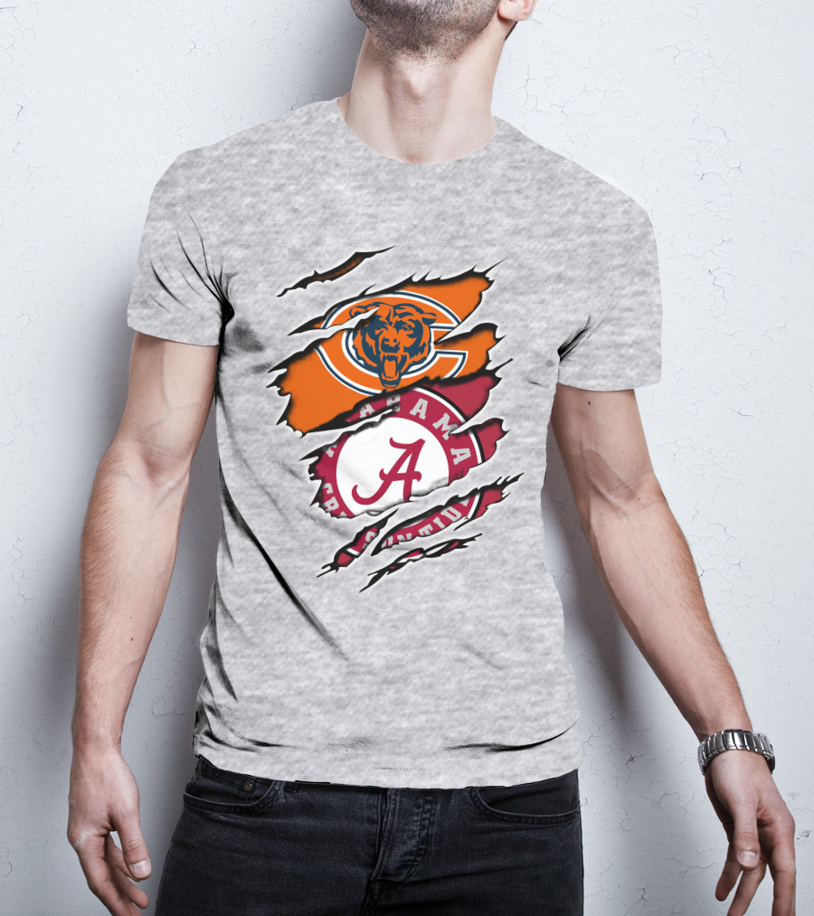Chicago Bears Alabama Crimson Tide Logo Rip T-Shirt