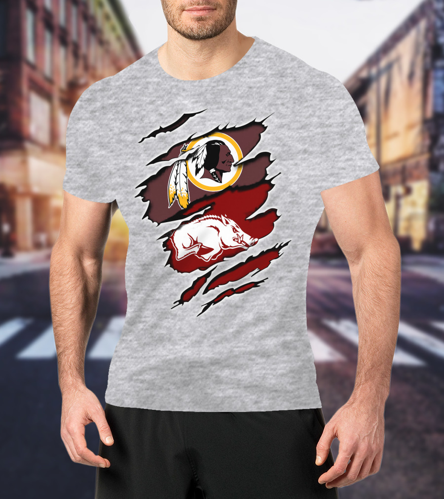 Washington Football Team Arkansas Razorbacks Ripped Claw T-Shirt