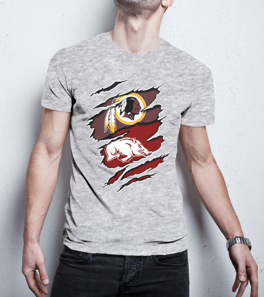 Washington Football Team Arkansas Razorbacks Ripped Claw T-Shirt