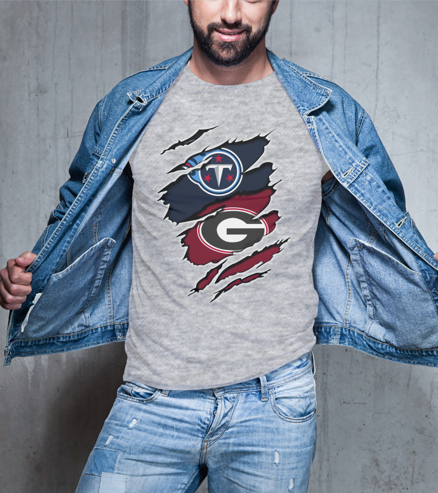 Tennessee Titans Georgia Bulldogs Claw Marks T-Shirt