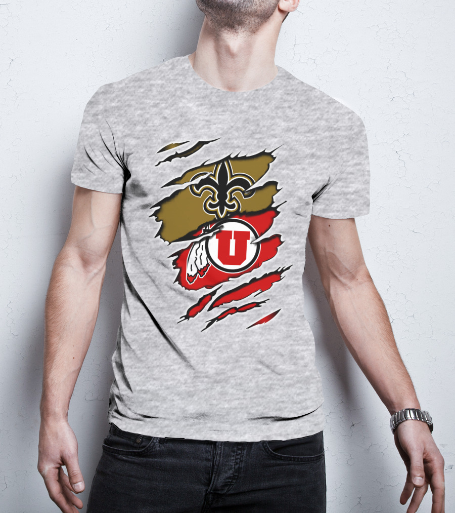New Orleans Saints Utah Utes Fusion Fan Gear T-Shirt