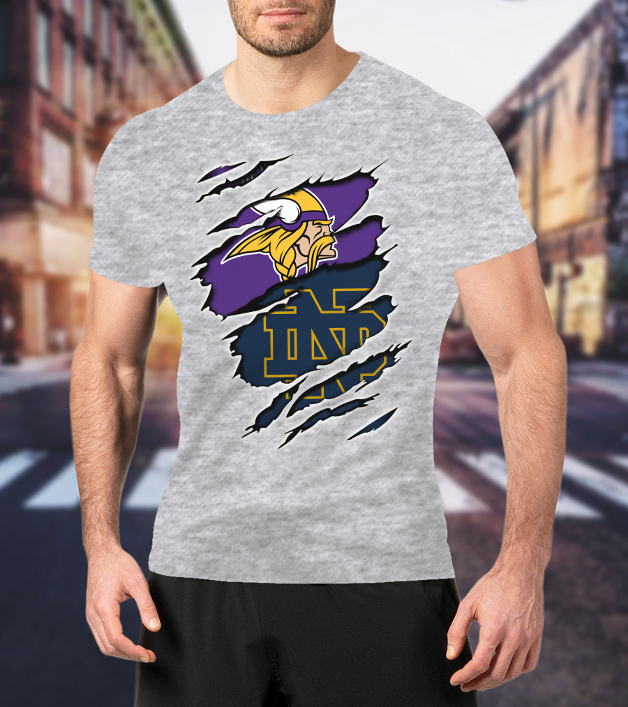 Minnesota Vikings Notre Dame Fighting Irish Collaboration T-Shirt