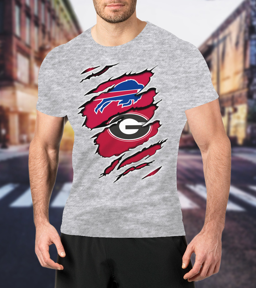 Buffalo Bills Georgia Bulldogs Claw Marks Fan Mashup Logo Emblem T-Shirt