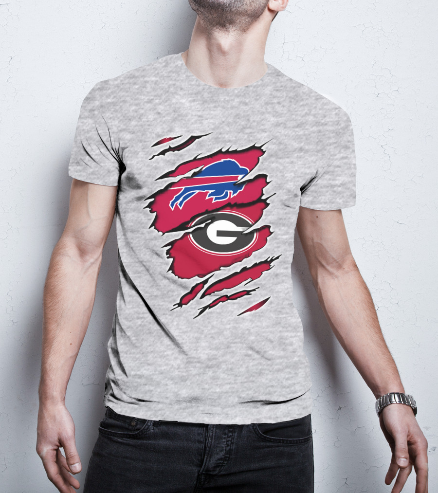 Buffalo Bills Georgia Bulldogs Claw Marks Fan Mashup Logo Emblem T-Shirt