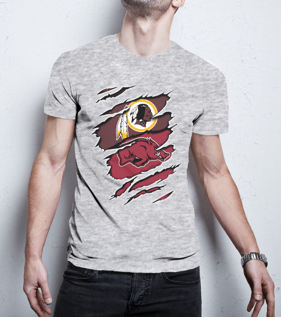 Redskins And Arkansas Razorbacks Claw T-Shirt